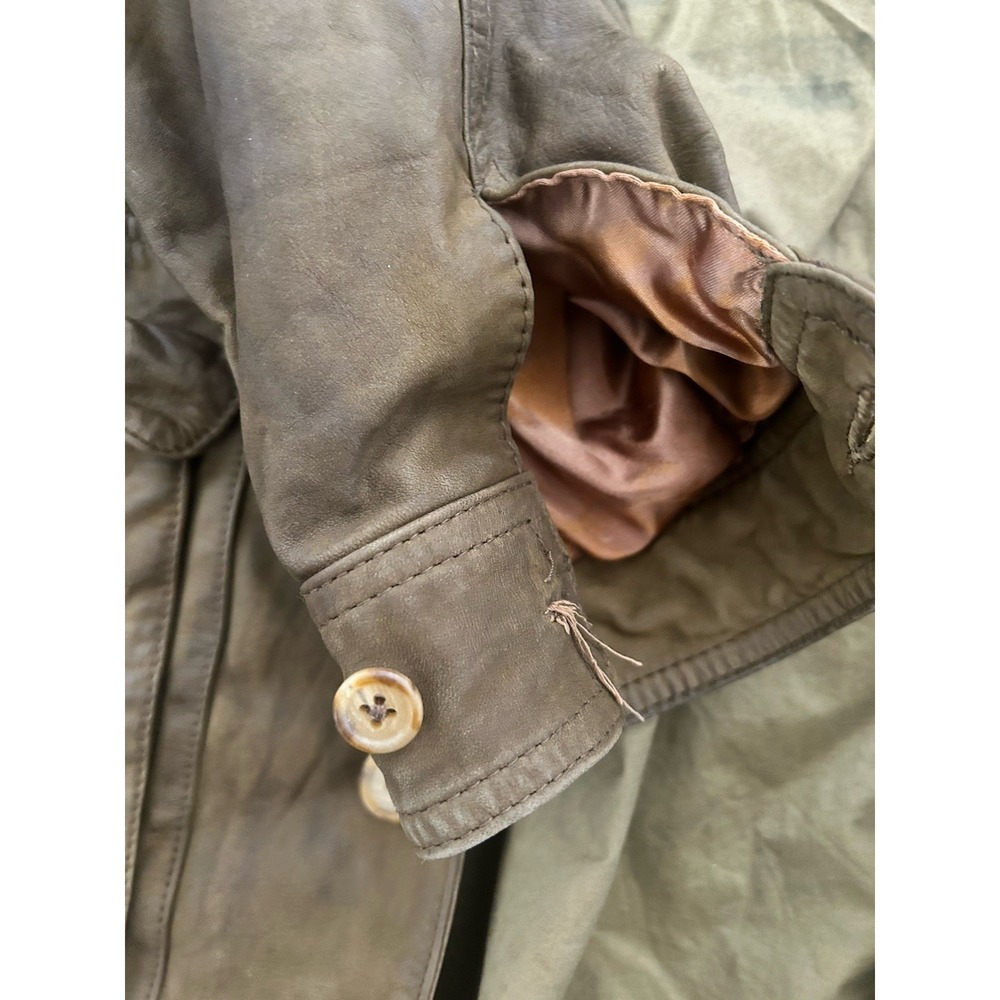 Vtg Banana Republic Safari Field Jacket Mens L Patina Leather Adventure Outdoor - Picture 10 of 11